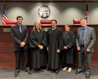 Judges Callahan, Schafer, and Teodosio with law students
